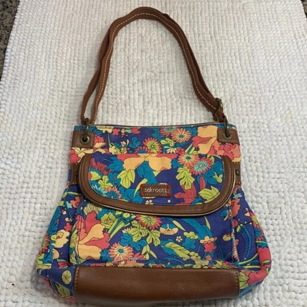 Sakroots Multi Color Floral Design Hobo Bag EUC #0087